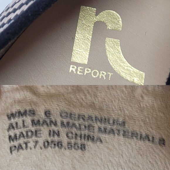 Report Vegan Geranium Herringbone Bow Peep-Toe Flats Sz 6 Beige Black Twee - Picture 3 of 11